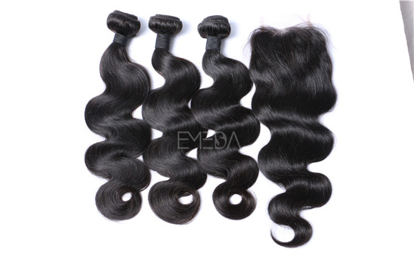 3 bundles unprocessed hair weaves with closure  zj0041